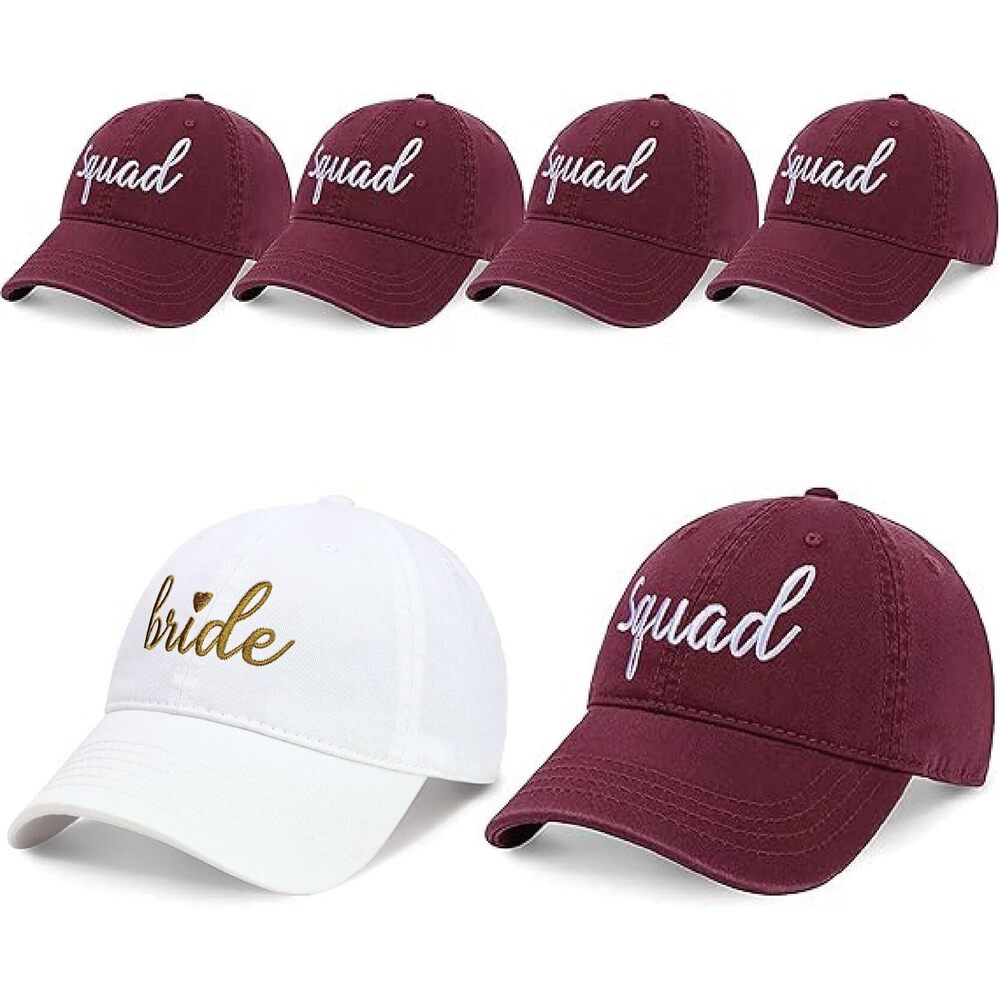 2237 Bridemaids Baseball Hat, 6Packs Bachelorette Party Hat, Bride Squad